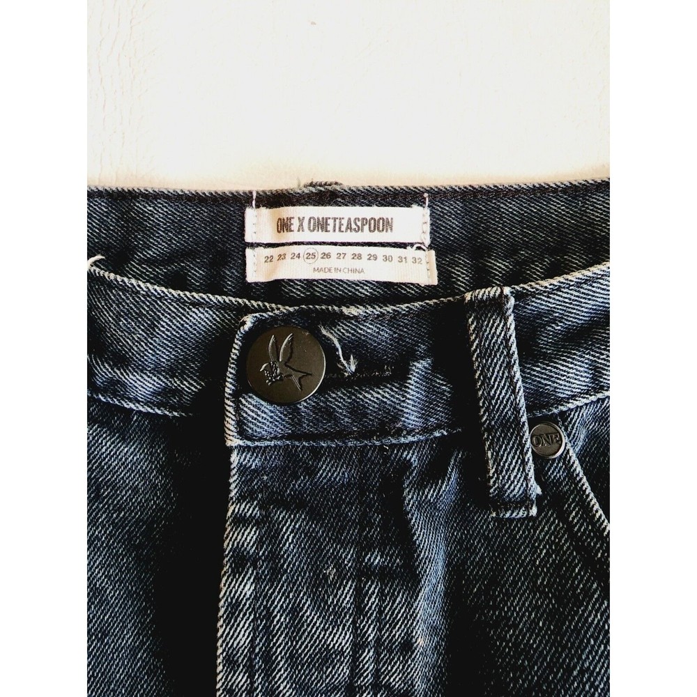 One Teaspoon Junkyard Mini Skirt Frayed Hem with Destroy - Size 25 Black - Picture 4 of 9